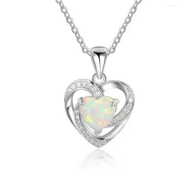 Pendant Necklaces Boho Fashion Heart Shape Necklace Inlay Imitation White Opal For Women Girl Wedding Party Jewelry Gifts