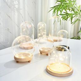 Bottles Glass Dome Cloche Cover With LED Light Cork Base Wooden For Gifts Decor Wedding Favors Bridesmaid