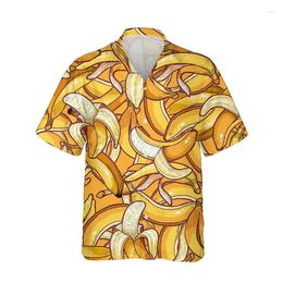 Men's Casual Shirts Hawaiian 3D Banana Summer Top Breathable Fashion Clothing Beach Vacation Short Sleeved Outdoor Wear