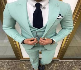 Classy Wedding Tuxedos Mens Suits Slim Fit Peaked Lapel One Button Prom Man Groomsmen Blazer Designs Jacket Pants Vest Tie8035130