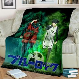 Blankets 3D Football Anime Blue Lock Cartoon Blanket Soft Throw For Home Bedroom Bed Sofa Picnic Travel Office Cover Kids