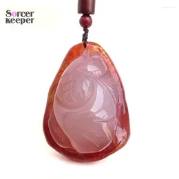 Pendant Necklaces Real Natural Agate Hand Carved Fish With Long Necklace Crystal Original Skin Ore Animal Figurine Crafts Decor Gift BM515
