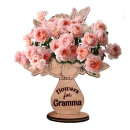 Decorative Plates For Grandma Mother's Day Flower Stand Gifts Beautiful Personalised DIY Wooden Table Decorations Ornaments Mommy Living