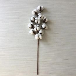 Decorative Flowers 12 Head White Natural Cotton Boll Stem Artificial Flower Branch Party Decoration Farmhouse Home Decor