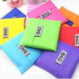 Eco Friendly Storage Handbag Foldable Usable Shopping Bags Polyester Reusable Portable Grocery Nylon Large Bag Pure Colour Bolso De Almacenamiento Ecologico