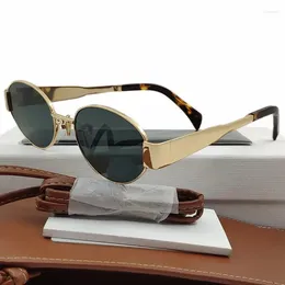 Sunglasses Gold Metal Frame Small Classic Women With Green Lens Fashion For Unisex Outdoor Eyewear UV Protective