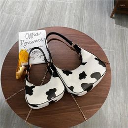 Bag Vintage Milk Cow Pattern Women Hobos Handbag PU Leather Ladies Small Half Moon Shoulder Crossbody Bags Fashion Female Clutch