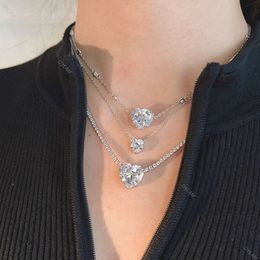 2024 Trendy Schmuck herzförmiger Anhänger 5A Kubische Zirkonia Halskette Tenniskette Link Sterling Sier Heart Halsketten für Frauen