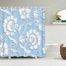 Shower Curtains European Flower Geometry Pattern Fabric Curtain Bathroom With Hooks Waterproof Printing Bath Home Decor