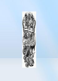 Large Arm Sleeve Tattoo Clock Rose Cross Dragon Waterproof Temporary Tatto Sticker Poker Lion Body Art Full Fake Tatoo Women Men8461215