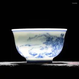 Cups Saucers Blue And White Landscape Tea Cup Ceramic Single Master Drinking Set Bowl