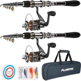 Telescopic Fishing Rod and Reel Combos Full Kit Carbon Fibre Fishing Pole 12 1 Shielded Bearings Stainless Steel 240407
