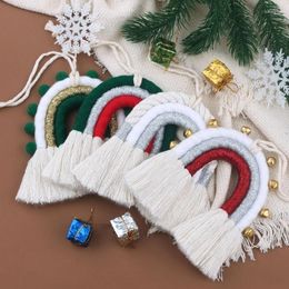 Decorative Figurines Nordic Home Weaving Rainbow With Pompoms Ornament Cotton Christmas Gift