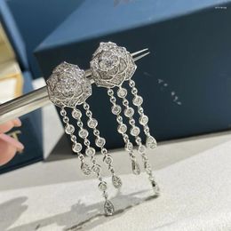 Stud Earrings Rose Long Style Tassel Celebrity Dinner Female 2024