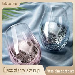 Wine Glasses 570ML Star Gradient CUP Large Capacity Heat-resistant Glass Plating Light Effect INS Fashion Style Milk Gift