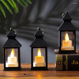 Candle Holders Ins Lantern For Table Retro Flameless Kerosene Lamp Desktop Candlestick Chandelier Christmas Year Home Decor