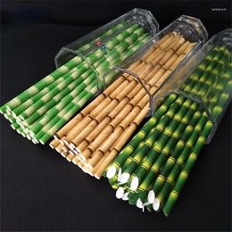 Drinking Straws 100Pcs 19.7cm Paper Straw Reusable Bamboo Tubes Kraft Party Supplies Decoration Cocktail Accessory