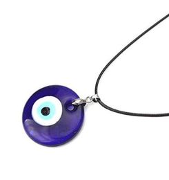 Turkey Blue Evil Eyes Pendant Necklaces Alloy Chain Rock Amulet Jewelry Leather Chains Handmade Enamel EvilEye Necklace4531115
