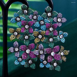 Dangle Earrings GODKI Big Bell Iced Out Hip Hop Flower For Women Wedding Geometric Earring Brincos Female DIY Fashion Jewelry Gift