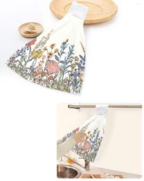 Towel Vintage Wild Flower Retro Plant Hand Towels Home Kitchen Bathroom Hanging Dishcloths Loops Quick Dry Soft Absorbent Custom