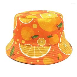 Berets Summer Polyester Cartoon Pineapple Print Bucket Hat Fisherman Outdoor Travel Sun Cap For Men And Women 285