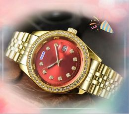 Mens Three Stiches Automatic Date Watches Women Sapphire Glass 40MM Japan Quartz Movement Day Date Time Waterproof Diamonds Ring Dot Wristwatch Gifts