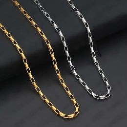 Stainless Steel Rectangular Box Chain Long Necklace Accessory Hip-hop Mens Trend Titanium