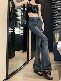 Women's Jeans Sexy Cuffs Slim Vintage Summer Full Length High Waist Fashion Female Streetwear Pockets Button Zipper