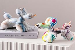 Nordic Resin Animal Sculpture Balloon Dog Statue Home Decoration Accessories Kawaii Room Office Standing Figurine 2208164329005