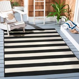 Carpets 7' X 10' Black And White Striped Outdoor Rug