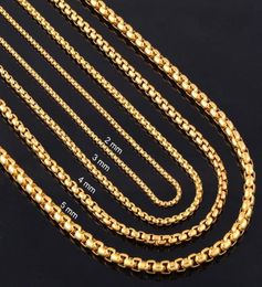 whole Width 2mm3mm4mm5mm Gold Stainless Steel Round Box Link Chain Never Fade Waterproof Whole2165230