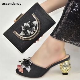 Dress Shoes Luxery Women Plus Size 42 43 Heel Italian And Bag Set Decorated With Rhinestone Wedding Bride
