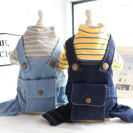 Dog Apparel Pet Clothes Cowboy Suspender Pants Accessorie Items Solid Stripe Soft Spring Autumn Leisure Casuals For Small Medium Pets
