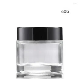 Storage Bottles Cosmetic Empty Jar Pot Eyeshadow Makeup Face Cream Containers With Black Lids 60g Transparent Glass Jars