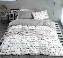 Bedding Sets Letter Printing Duvet Cover King Activity RU USA Size Quilt Sheet Set Bedroom Bed Linen Grey