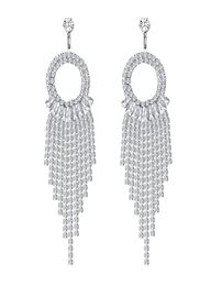 Charm Rhinestone Earrings Dangling Tassel Long Sparkly Sier Prom Party Wedding For Women amEBY8418878