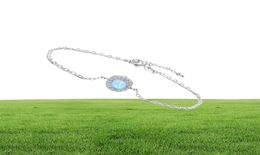 high quality 925 sterling silver anklet handmade blue synthetic opal jewellry bracelets China low s jewleries whole253H8295723