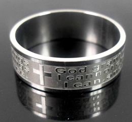 Brand New Mens Womens Etch Christian Serenity Prayer Scriptures CROSS Stainless Steel Ring Silver Jewelry Band Ring9257840