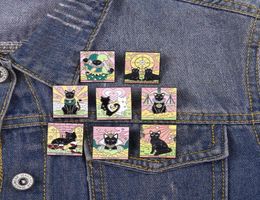 Cats Tarot Enamel Pins Custom Lovers Fools Justice Brooches Lapel Badges Punk Gothic Animal Cards Jewellery Gift for Friends9776565