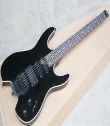 Black Body Headless 24 Frets Electric Guitar with Floyd RToseRosewood FingerboardSSH Pickupscan be customized8675968