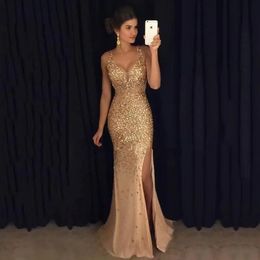 Long Elegant Evening Party Wear Dresses Luxury Wedding Sequins Prom Gown Slit Gala Dress for Women Sexy Cocktail Clothes 240408