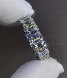Eternity Full Emerald cut Lab Diamond Ring 925 sterling silver Bijou Engagement Wedding band Rings for Women men Charm Jewelry8248817
