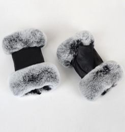 2022 Outdoor autumn and winter women039s sheepskin gloves Rex rabbit fur mouth halfcut computer typing foreign trade leather c3771393