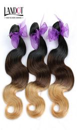 3Pcs Lot 830Inch Two Tone Ombre Eurasian Human Hair Extensions Body Wave Colour 1B27 Blonde Ombre Eurasian Virgin Remy Hair Weav6560048