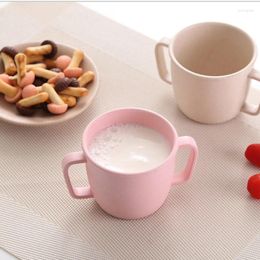 Cups Saucers Wheat Straw Environmental Water Cup Children Breakfast Double Handle Eco-Friendly Milk Drink For Baby