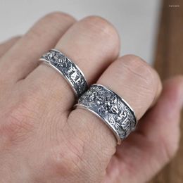 Cluster Rings S925 Silver Ring Vintage Craft Men's Six-Word Vallang Pestle Open Thai Hand Jewellery Boutique