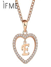 Pendant Necklaces Initial E Letter Heart Crystal CZ Pendants Women Statement Charms Gold Silver Colour Collar Choker Jewellery Gift524363500