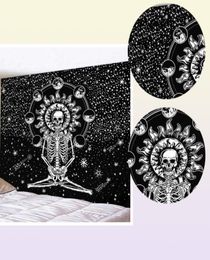 CAMMITEVER Skull Yoga Tapestry Travel Sleeping Pad Polyester Fabric Skeleton Printed Wall Hanging Tapestry 2106092229351