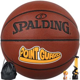 Spalding Brown Shoes, Point Guard Basketball, Wear-resistant Cement Floor, Special Size 7 PU Material, Blue Ball 76-888Y