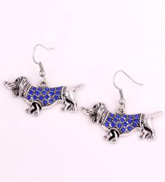 Trendy Cool Rhodium Plated Earring With Sparkling Crystals Dachshund Cute Dog Animal Charm Pendant Earring Jewelry85053599156673